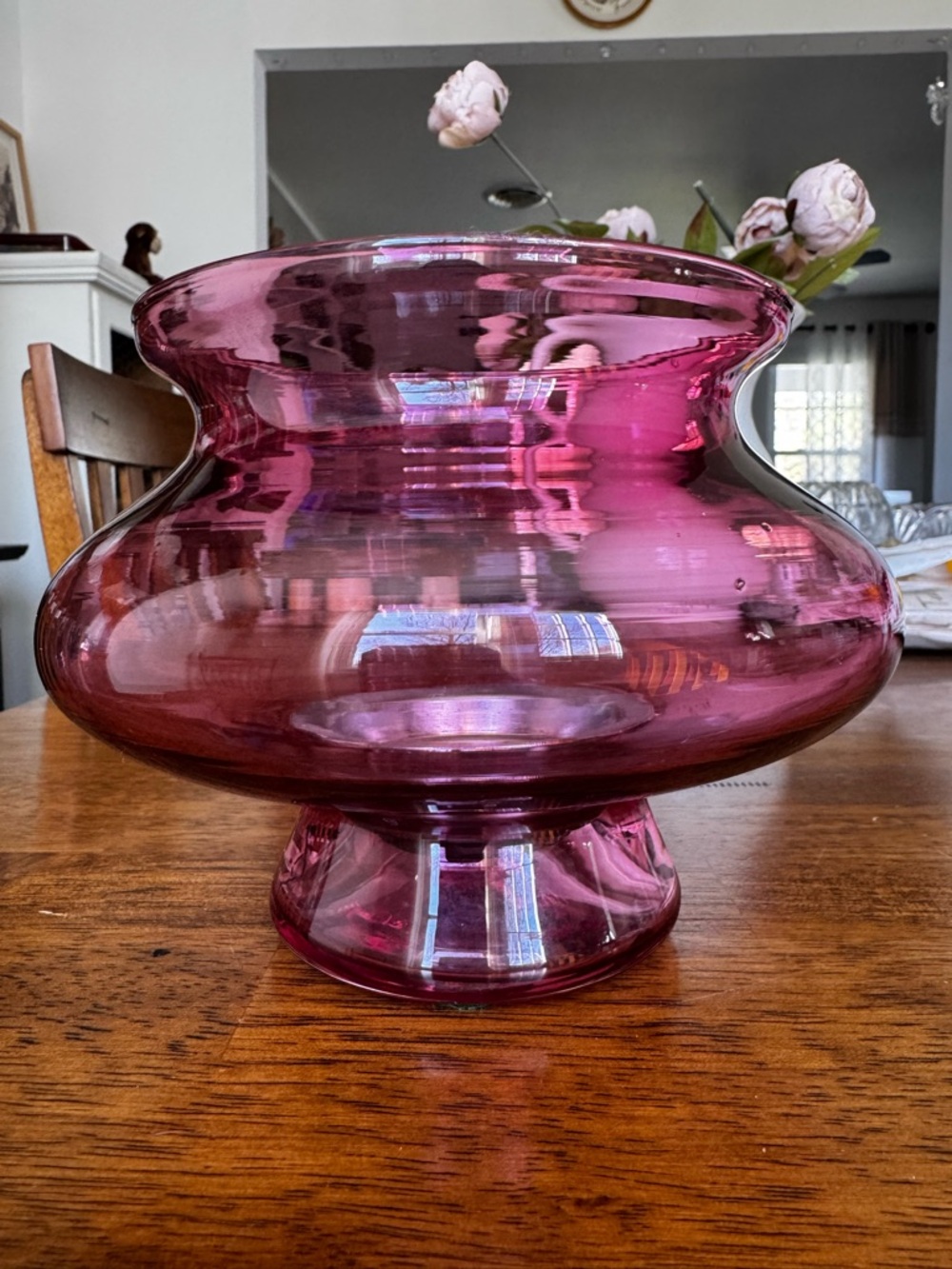 Vtg nobler cranberry art glass hurricane lamp candle holder
